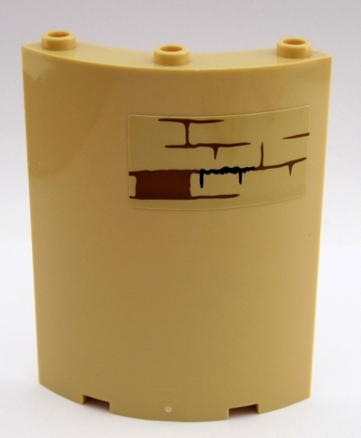 Cylinder Quarter 4 x 4 x 6 with Reddish Brown Brick Wall Pattern on Upper Right (Sticker) - Set 75954