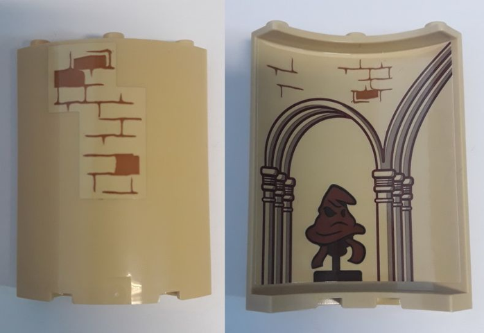 Cylinder Quarter 4 x 4 x 6 with Brick Wall Outside and Sorting Hat, Columns with Arches, and Brick Wall Inside Pattern (Stickers) - Set 75948