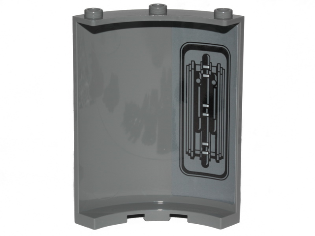 Cylinder Quarter 4 x 4 x 6 with SW Pipes and Wall Ornament Pattern on Inside Model Left Side (Sticker) - Set 75216