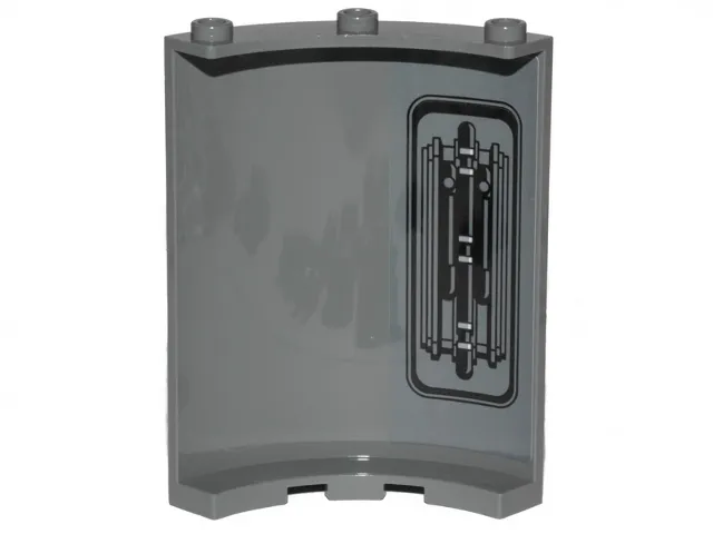 Cylinder Quarter 4 x 4 x 6 with SW Pipes and Wall Ornament Pattern on Inside Model Left Side (Sticker) - Set 75216