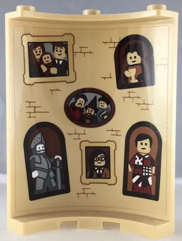 Cylinder Quarter 4 x 4 x 6 with Bricks and Six Portraits with Knight Pattern on Inside (Sticker) - Set 71043