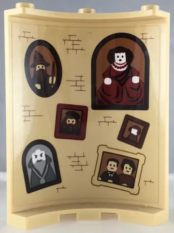 Cylinder Quarter 4 x 4 x 6 with Bricks and Six Portraits with Wizard Pattern on Inside (Sticker) - Set 71043