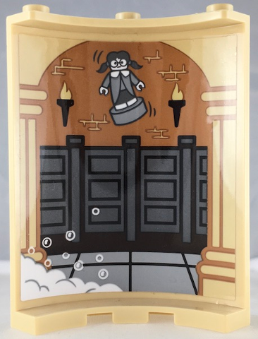 Cylinder Quarter 4 x 4 x 6 with Stall Doors, Torches and Girl Pattern on Inside (Sticker) - Set 71043