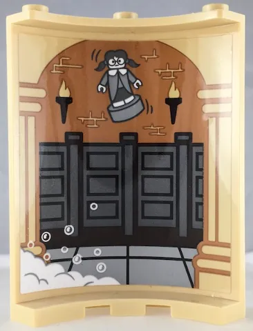 Cylinder Quarter 4 x 4 x 6 with Stall Doors, Torches and Girl Pattern on Inside (Sticker) - Set 71043