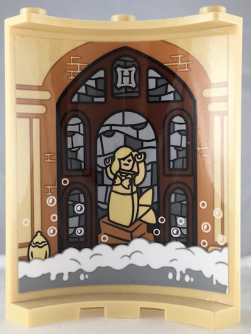 Cylinder Quarter 4 x 4 x 6 with Bricks, Bubbles, Stained Glass Windows and Mermaid Pattern on Inside (Sticker) - Set 71043