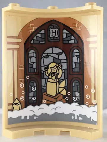 Cylinder Quarter 4 x 4 x 6 with Bricks, Bubbles, Stained Glass Windows and Mermaid Pattern on Inside (Sticker) - Set 71043