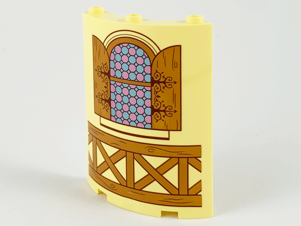 Cylinder Quarter 4 x 4 x 6 with Window, Medium Nougat Shutters and Railing Pattern