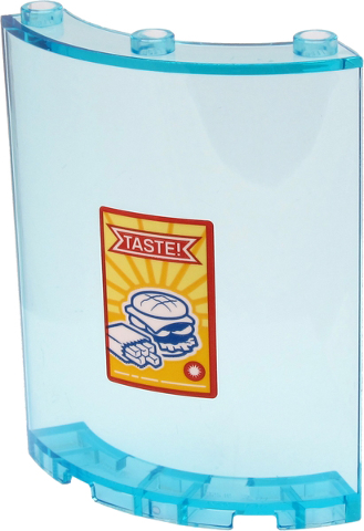 Cylinder Quarter 4 x 4 x 6 with 'TASTE!', White Hamburger and French Fries Sign Pattern (Sticker) - Set 60271