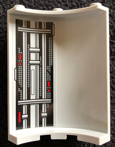 Cylinder Quarter 4 x 4 x 6 with Panel, Pipes, and Red Lights Pattern 2 (Sticker) - Set 75291