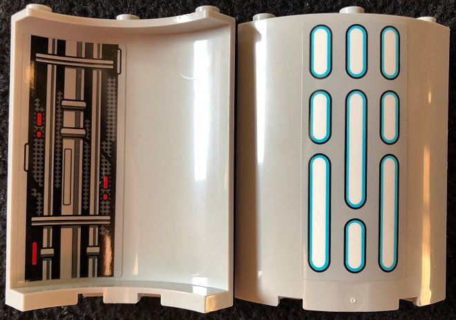Cylinder Quarter 4 x 4 x 6 with SW Death Star Wall Lights on Outside and Panel, Pipes, and Red Lights Pattern 2 on Inside (Stickers) - Set 75291
