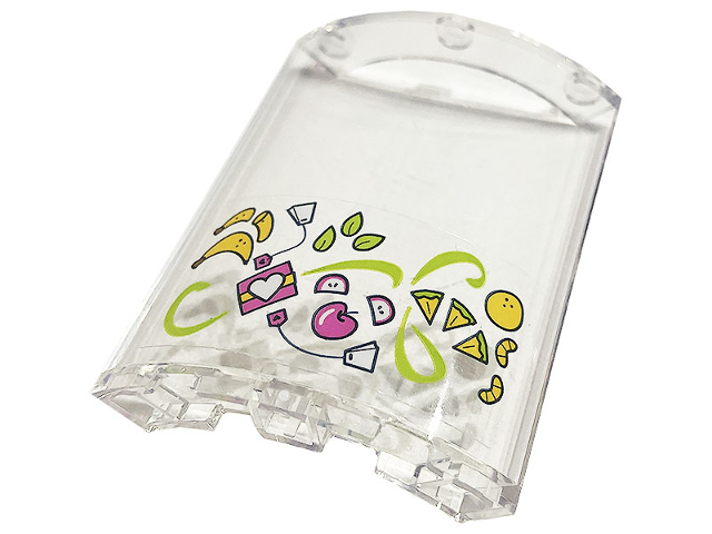 Cylinder Quarter 4 x 4 x 6 with Apples, Bananas, Leaves, Heart, Orange and Tea Bags Pattern (Sticker) - Set 41444