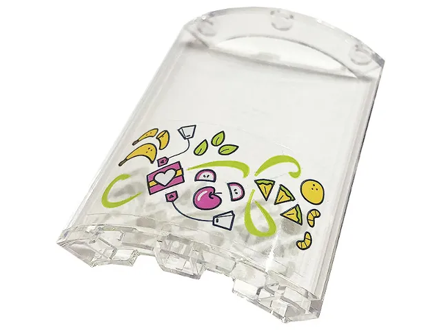 Cylinder Quarter 4 x 4 x 6 with Apples, Bananas, Leaves, Heart, Orange and Tea Bags Pattern (Sticker) - Set 41444