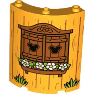 Cylinder Quarter 4 x 4 x 6 with Grass, Flowers, Mickey Mouse Heads and Wooden Shutters Pattern