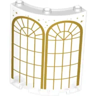 Cylinder Quarter 4 x 4 x 6 with 2 Arched Windows with Gold Frame, Lattice and Sparkles Pattern