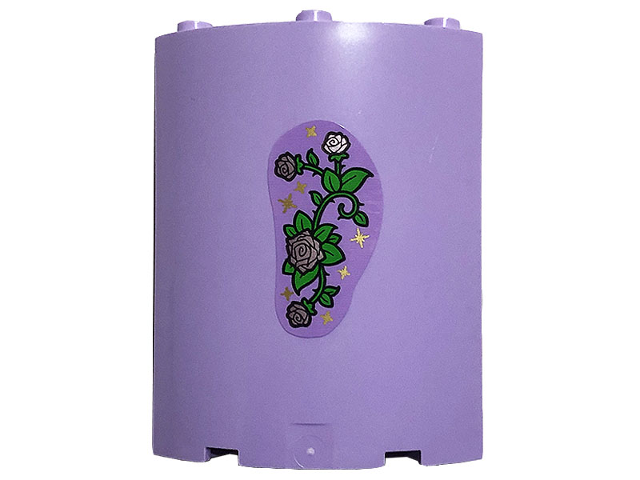 Cylinder Quarter 4 x 4 x 6 with Green Vines, 3 Metallic Pink Roses and Gold Stars Pattern (Sticker) - Set 43196