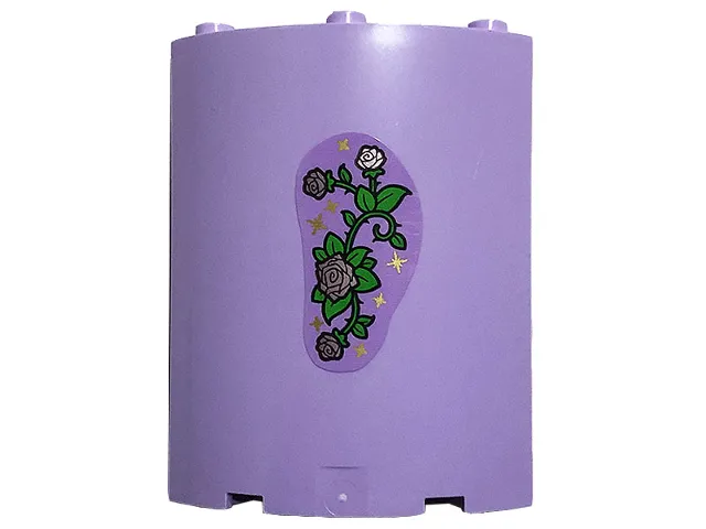 Cylinder Quarter 4 x 4 x 6 with Green Vines, 3 Metallic Pink Roses and Gold Stars Pattern (Sticker) - Set 43196