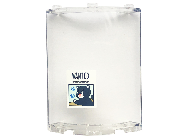 Cylinder Quarter 4 x 4 x 6 'WANTED' Poster with Dark Blue Cat and Medium Blue Paw Prints Pattern (Sticker) - Set 41728