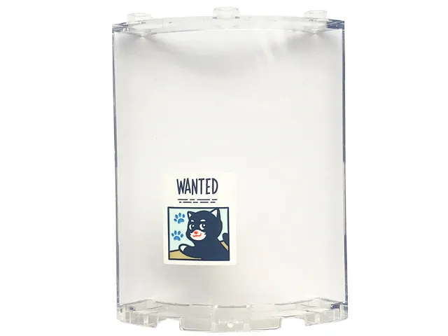 Cylinder Quarter 4 x 4 x 6 'WANTED' Poster with Dark Blue Cat and Medium Blue Paw Prints Pattern (Sticker) - Set 41728