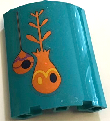 Cylinder Quarter 4 x 4 x 6 with Orange, Yellow and Medium Lavender Hanging Troll Pods Pattern Model Left Side (Sticker) - Set 41255