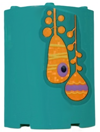 Cylinder Quarter 4 x 4 x 6 with Orange, Yellow and Medium Lavender Hanging Troll Pods Pattern Model Right Side (Sticker) - Set 41255