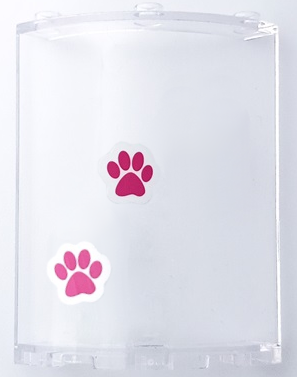 Cylinder Quarter 4 x 4 x 6 with Dark Pink Paw Prints Pattern Model Left Side (Stickers) - Set 41691
