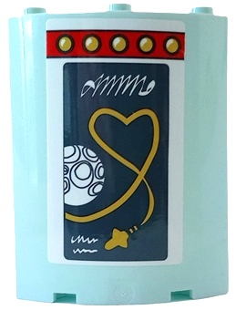 Cylinder Quarter 4 x 4 x 6 with Red Strip of Lights, Gold Heart Shaped Rocket Trail, White Moon and Writing on Dark Blue Background Pattern Model Right Side (Sticker) - Set 41448