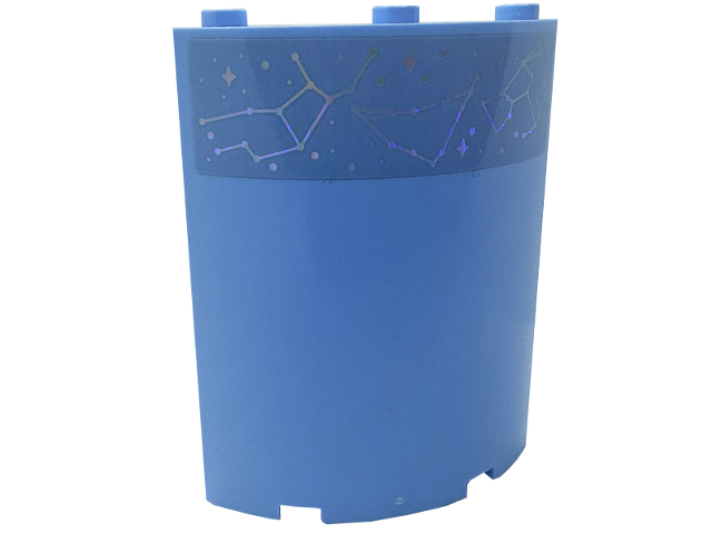 Cylinder Quarter 4 x 4 x 6 with Iridescent Mirrored Constellation Pattern Model Left Side (Sticker) - Set 41713