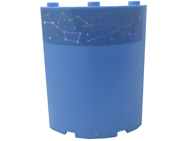 Cylinder Quarter 4 x 4 x 6 with Iridescent Mirrored Constellation Pattern Model Right Side (Sticker) - Set 41713