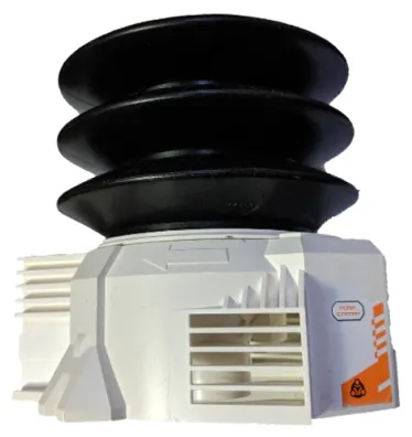 Pneumatic Aero Tube Air Pump 16 x 14 x 13 with Orange Stripes and 'PUMP STATION' Pattern on Both Sides (Stickers) - Sets 7690 / 7691