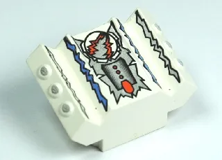 Brick, Modified 2 x 2 No Studs, Sloped with Angled Side Block Extensions with Freeze Pattern