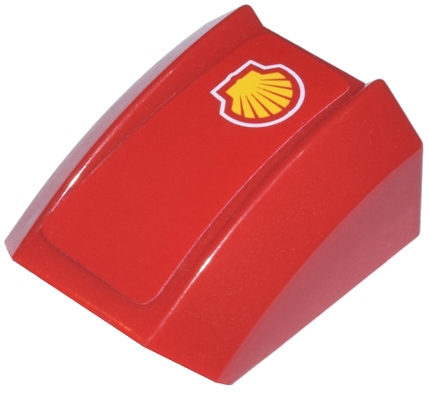 Slope, Curved 2 x 2 Lip with Shell Logo Pattern Model Right Side (Sticker) - Sets 8375 / 8654 / 8672 / 8673