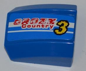 Slope, Curved 2 x 2 Lip with 'CROZZ  Country', Yellow Number '3' and 2 White Lines Pattern Model Left Side (Sticker) - Set 8126