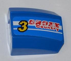 Slope, Curved 2 x 2 Lip with Yellow Number '3', 'CROZZ  Country' and 2 White Lines Pattern Model Right Side (Sticker) - Set 8126