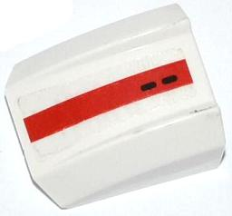 Slope, Curved 2 x 2 Lip with Red Stripe and 2 Black Spots Pattern (Sticker) - Sets 70702 / 70708