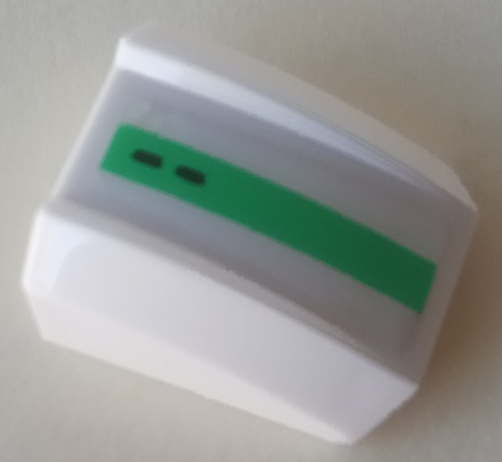 Slope, Curved 2 x 2 Lip with Bright Green Stripe and 2 Black Spots Pattern (Sticker) - Sets 70704 / 70706