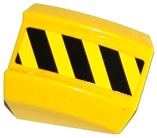 Slope, Curved 2 x 2 Lip with Black and Yellow Danger Stripes Pattern Model Left Side (Sticker) - Set 70814