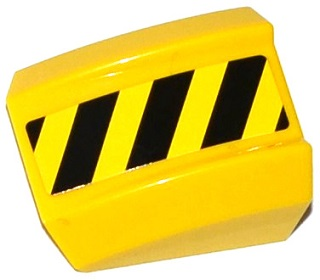 Slope, Curved 2 x 2 Lip with Black and Yellow Danger Stripes Pattern Model Right Side (Sticker) - Set 70814