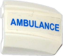 Slope, Curved 2 x 2 Lip with Blue 'AMBULANCE' Pattern Model Left Side (Sticker) - Set 60086