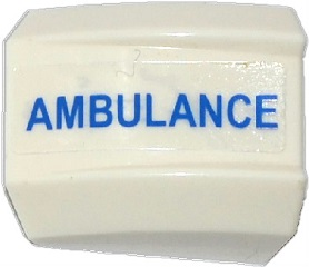 Slope, Curved 2 x 2 Lip with Blue 'AMBULANCE' Pattern Model Right Side (Sticker) - Set 60086