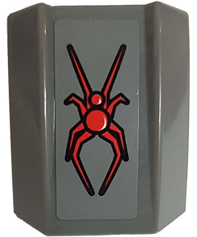 Slope, Curved 2 x 2 Lip with Red Spider on Dark Bluish Gray Background Pattern (Sticker) - Set 76004