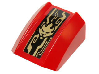 Slope, Curved 2 x 2 Lip with Gold Kai Symbol and Mechanical Lines Pattern (Sticker) - Set 70736