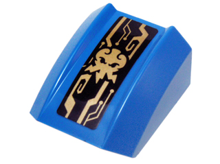 Slope, Curved 2 x 2 Lip with Gold Jay Symbol and Mechanical Lines Pattern (Sticker) - Set 70736