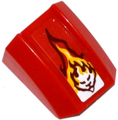 Slope, Curved 2 x 2 Lip with Flame and Lion Head Pattern (Sticker) - Set 70600
