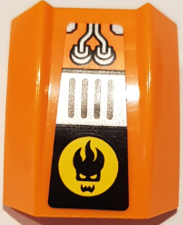 Slope, Curved 2 x 2 Lip with Black and Yellow Agents Dr. Inferno Logo and Silver Grille and Wires Pattern (Sticker) -  Set 8970