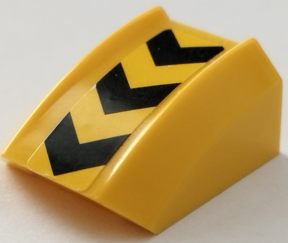 Slope, Curved 2 x 2 Lip with Black and Yellow Chevrons Pattern (Sticker) - Set 79122
