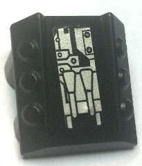 Brick, Modified 2 x 2 No Studs, Sloped with 6 Side Pistons Raised with Silver Armor Plates, Rivets, and Nozzles Pattern (Sticker) - Sets 8104 / 8108