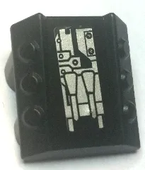 Brick, Modified 2 x 2 No Studs, Sloped with 6 Side Pistons Raised with Silver Armor Plates, Rivets, and Nozzles Pattern (Sticker) - Sets 8104 / 8108