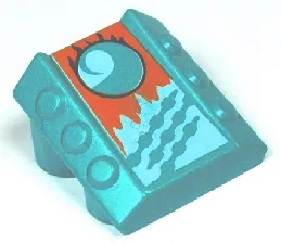 Brick, Modified 2 x 2 No Studs, Sloped with 6 Side Pistons Raised with Loopin Pattern