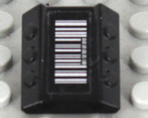 Brick, Modified 2 x 2 No Studs, Sloped with 6 Side Pistons Raised with Silver Barcode Pattern (Sticker) - Set 7713
