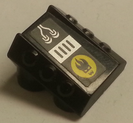 Brick, Modified 2 x 2 No Studs, Sloped with 6 Side Pistons Raised with Wires, Grille and Agents Dr. Inferno Logo Pattern (Sticker) - Set 8633